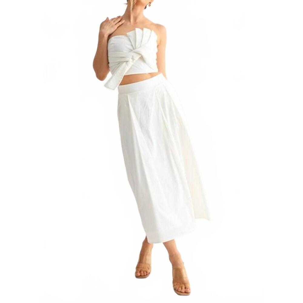 NEW EVENUEL tied pleat crop set in white